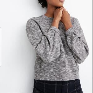 Madewell Women's Textured Cropped Crewnek Sweatshirt Heathered Gray XS